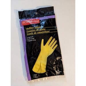 Vintage Rubbermaid 1994 Long Cuff Rubber Gloves Pair Yellow Size Small S NEW